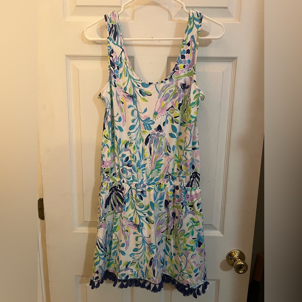 Lilly Pulitzer Jarrett Romper-Resort White Shell Beach print- Size Medium